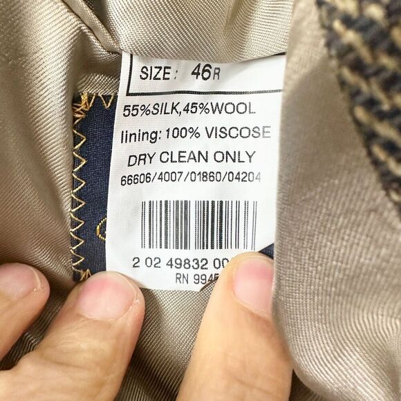 Brooks Brothers Vintage Silk Wool Herringbone Tweed Blazer Sport Coat Size 46 R - Picture 7 of 7